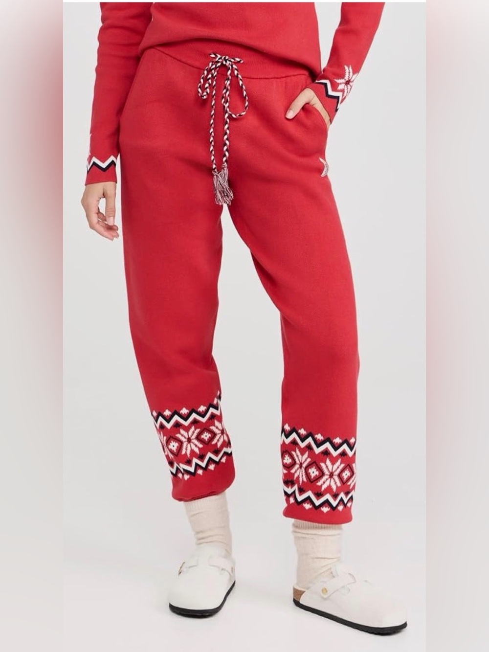 The Upside Keystone Jojo Red Fair Isle Knit Jogger Pants - Picture 2 of 9
